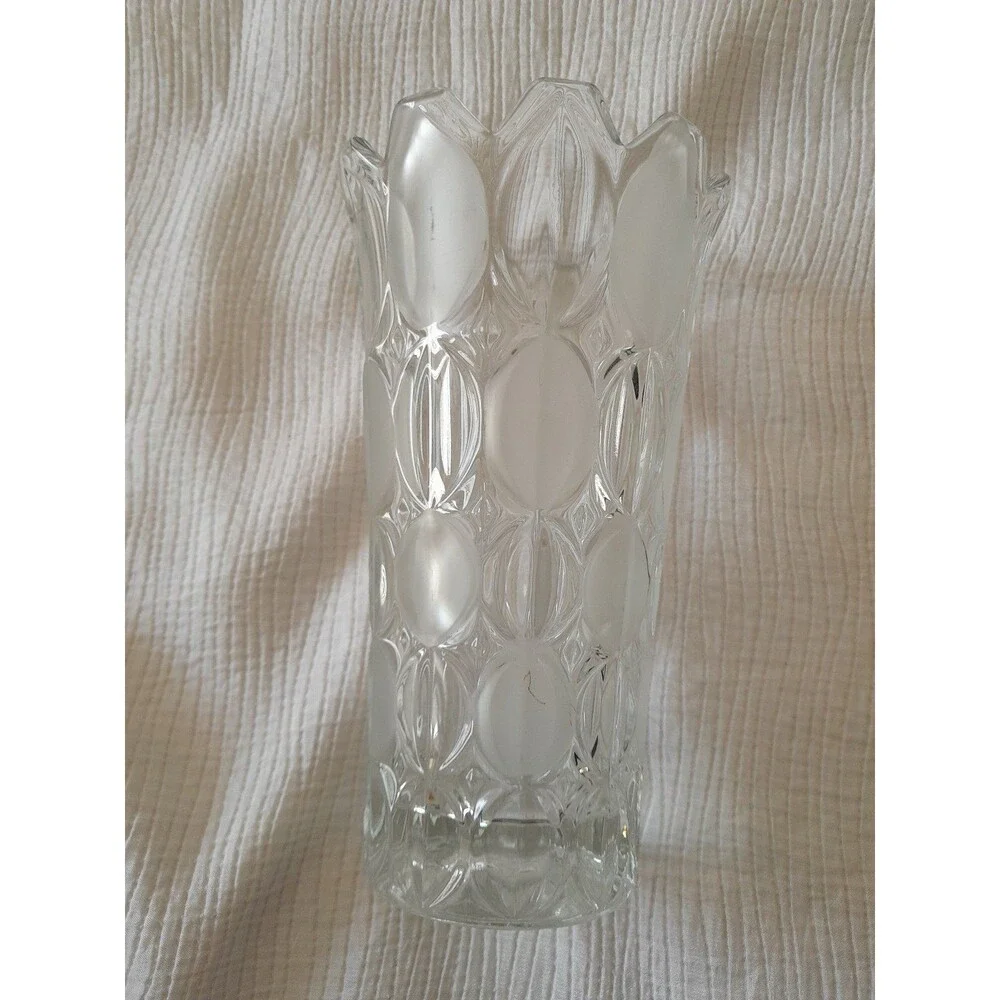 Hermanova Hut Glass Ovoid Paneled Frosted Vase No.20379